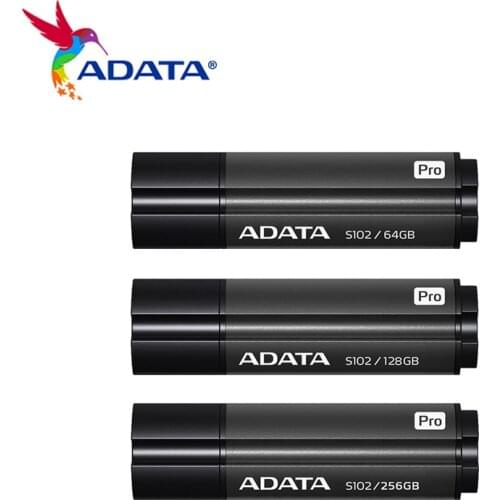 ADATA S102 PRO USB 3.2 Flash Drive 16GB 32GB 64GB 128GB 256GB Pendrive Memory Stick High Speed Metal Portale Gray USB Pen Drive