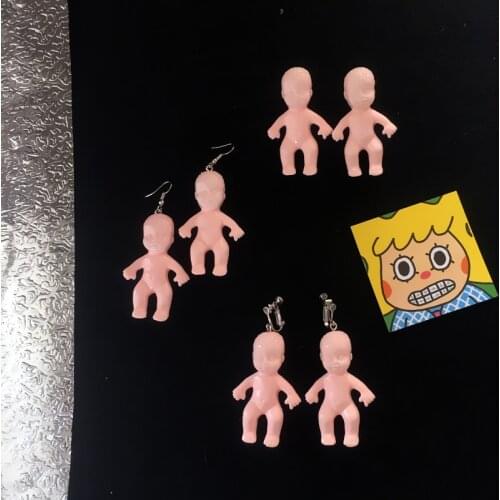 Vintage Creative Handmade Antique Little Dolls Drop Earrings for Women Girls Simple Fashion DIY Dangle Earrings Female Jewelry