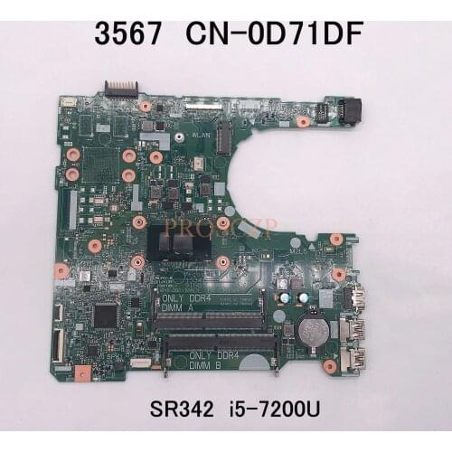 For DELL 3567 Laptop Motherboard CN-0D71DF 0D71DF D71DF 1534-1 With SR342 I5-7200U 100% working well