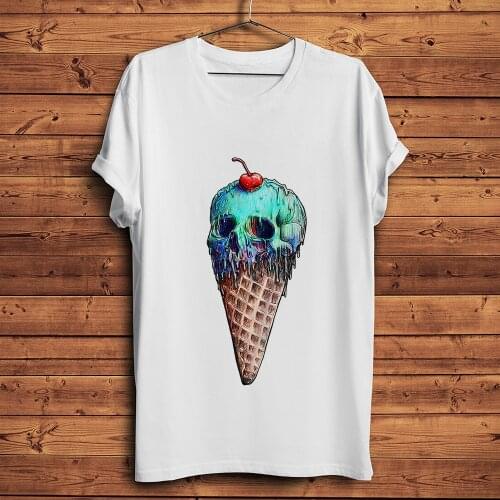 Skull Ice Cream funny t shirt men summer new white casual homme cool streetwear t-shirt unisex tee
