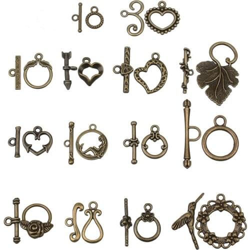 LOULEUR 20sets/lot Antique Bronze Toggle Clasps Hook Fit Bracelets Necklaces Findings Alloy Connectors For DIY Jewelry Making
