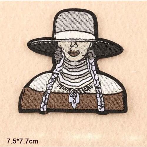 Girl Woman In Hat Iron On Embroidered Clothes Kermit Frog Patches For Girl Woman Clothing Stickers Garment