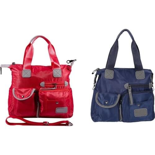 2Pcs Ladies Fashion Waterproof Oxford Tote Bag Casual Nylon Shoulder Bag Mummy Bag Large Capacity Canvas Bag- Red & Blue