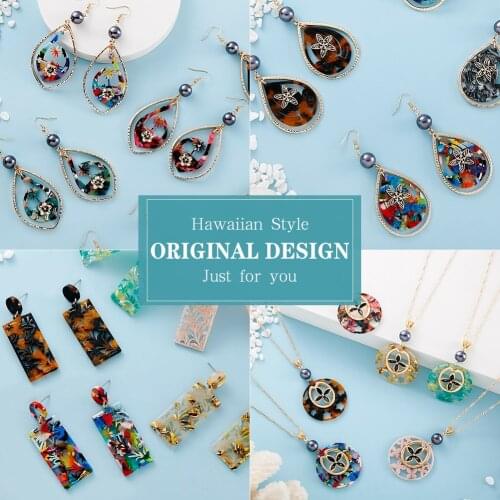 Cring Coco Acrylic Drop Earrings Fashion Jewelry Anchor Coconut Tree Blue Red Colorful Flower Dangle Earring for Women Summer