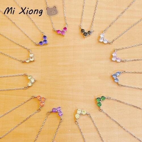 Mi Xiong 925 Sterling Silver Necklaces for Woman 12-color Diamond-studded Exquisite Clavicle Chains Elegant Charm Gift Jewelry
