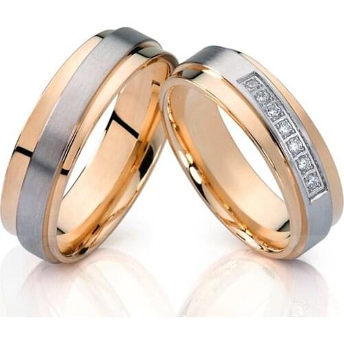 1 Pair Love Alliance Promise Proposal ring marriage beautiful rose gold plated wedding rings for couples men and women