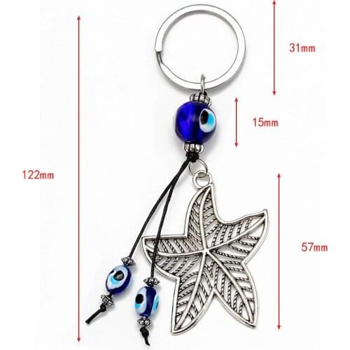 1PC Dolphin Leaves Flower Keychain Devils Eye Ocean Series Pendant Starfish Car Accessories