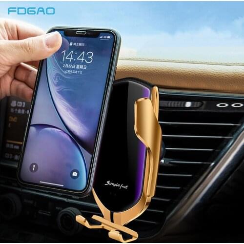 10W Qi Wireless Car Charger Mount for Samsung S10 S9 Huawei P30 Pro Fast Charging Phone Holder For iPhone 8 X XS XR Xiaomi Mi 9
