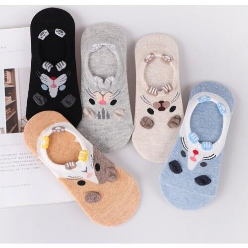 12 Style Spring Summer Cute Harajuku Animal Female Ankle Sock Set Funny Cat Dog Panda Number Low Cut Girl Short Sock Happy
