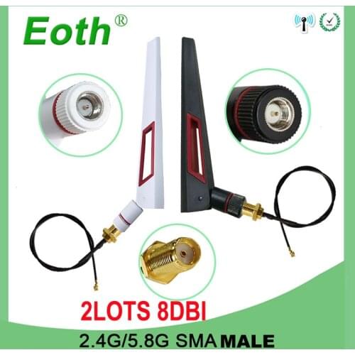 2pcs 2.4Ghz Wifi antenna dual 8dbi SMA Male Omni-Directional 2.4g IOT Router 5.8g wi fi Antena 21cm RP-SMA Male Pigtail Cable