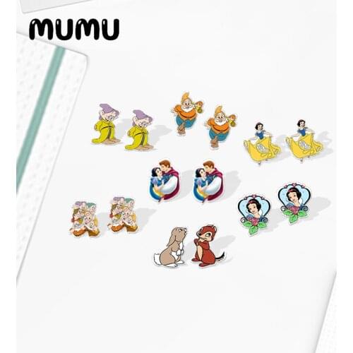 2021 New Princess Snow White Stud Earring Bunny Epoxy Jewelry Resin Acrylic Earrings Handmade Gifts Girl