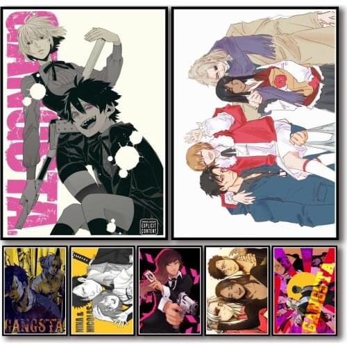 26 Designs Anime GANGSTA. Whitepaper Poster Artwork Fancy Wall Sticker for Coffee House Bar