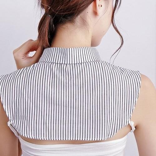 40GC Vertical Striped Detachable Collar Women/Man Vintage Choker Necklace Detachable Lapel Shirt Fake False Collar Clothing