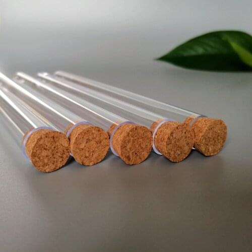 6pcs/Lot 30mL 18x180mm Hard Plastic Test Tube With Corks For School Lab Supplies or Spice Bath Salt Container Wedding Favours