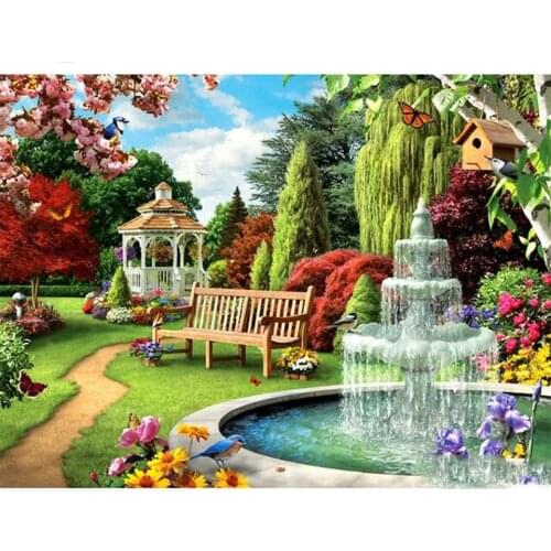 Diy diamond painting Garden Pavilion Fountain mosaic cross stitch 5d embroidery full square round drill Handmade crafts N1243