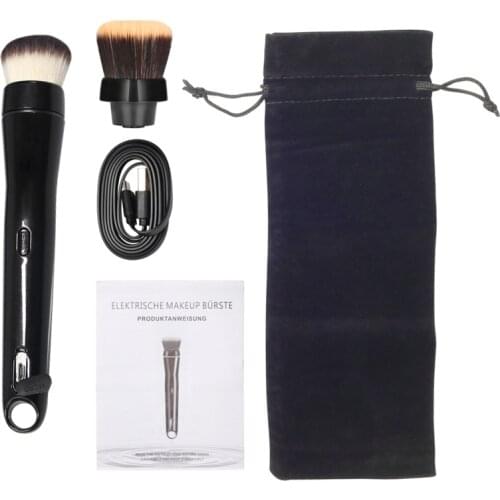 AOKO Portable Rechargeable Electric Makeup Brush 360 Rotating Makeup Foundation Powder Cosmetics Brushes USB with 2 Brush Heads