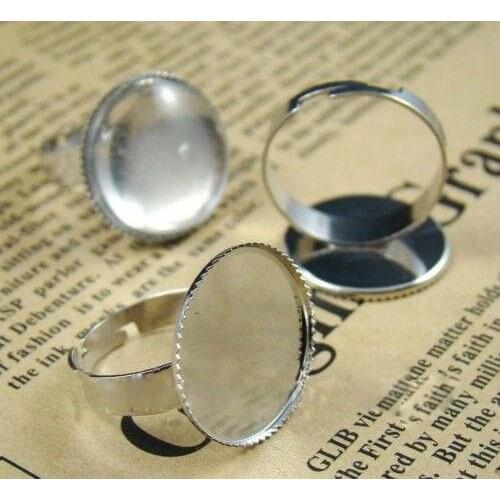 Free shipping!!!!! Silver plated Adjustable 18MM Round Rings Base