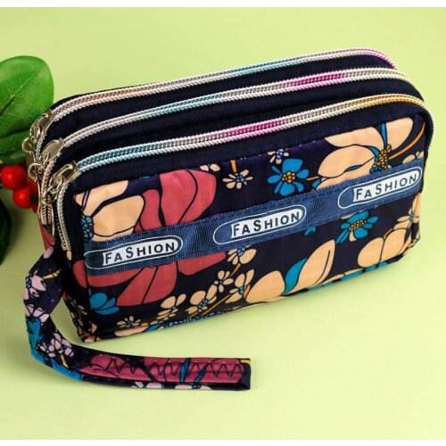 Brand Designer Floral Organizer Wallet Casual Women Wristlet Purse Waterproof Nylon Lady Clutch Large Capacity Cell Phone Pocket