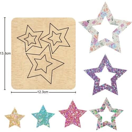 Double Five-pointed Star Wooden Die Hollow Star Shape Xmas Decor Wood Dies Fit Common Die Cutting Machines on the Market 2020