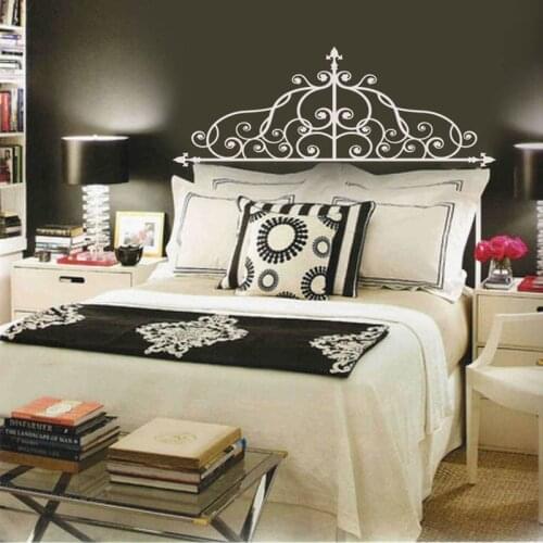 Elegant Floral Swirls Faux Wrought Iron Headboard Vinyl Wall Lettering Decal TWIN FULL Queen size A13-045
