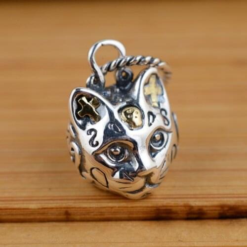 FNJ 925 Silver Pendant for Jewelry Making Original Pure S925 Sterling Silver Animal Cat Pendants Women
