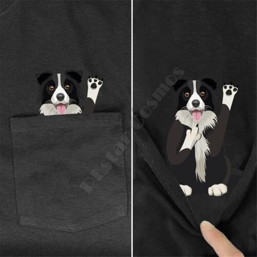 PLstar Cosmos T Shirt summer pocket Border Collie printed t-shirt men for women shirts tops funny cotton black tees