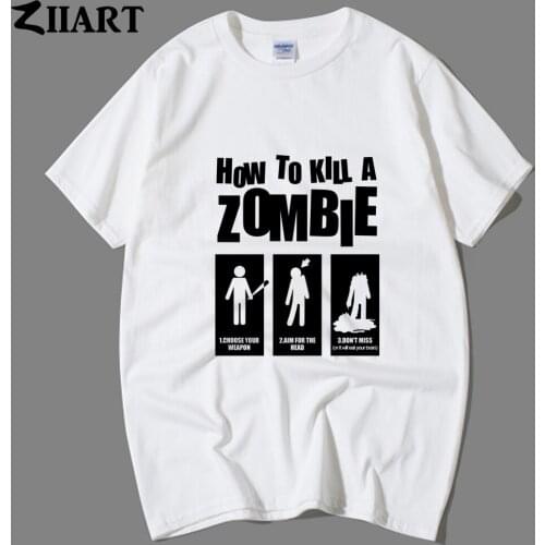 How To Kill A Zombie Walking Dead Cotton Boy Man Short Sleeve T Shirt Couple Clothes Summer ZIIART