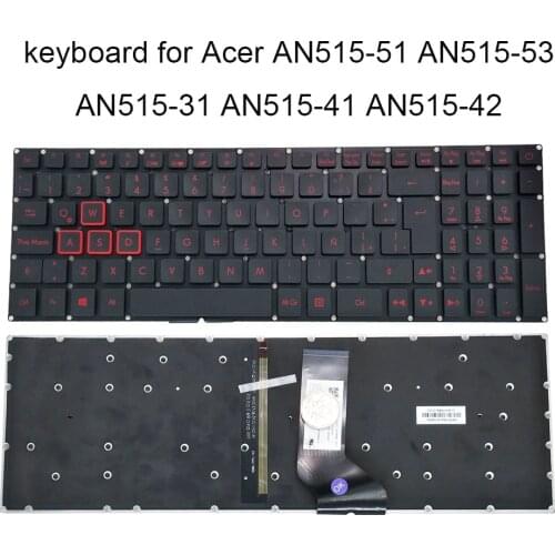Backlit Latin keyboard for Acer Nitro 5 AN515 51 AN515-52 AN515-31 AN515-53 AN515-41 42 LA laptop keyboards red keys LG5P A53BRL