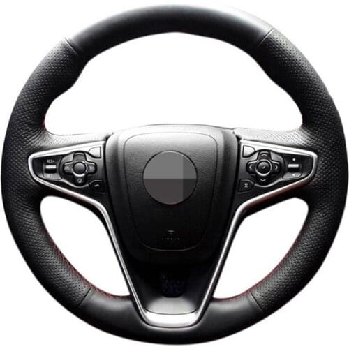 Leather Steering Wheel Cover DIY Black Hand-sewing Grip Covers for Opel Insignia 2014 2015 Buick Regal car accessories