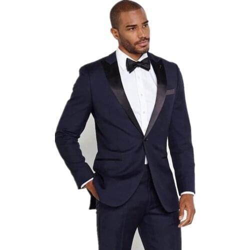 Handsome Men Slim Fitted Business Party Suits Groom Groomsman Tuxedos Formal Tuxedo Suit Set Spring Customized (Jacket+Pants)