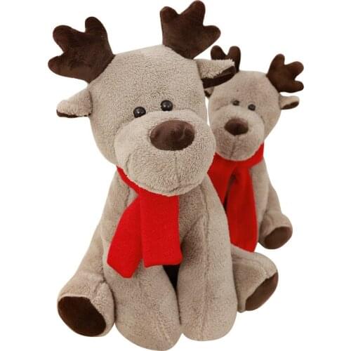 Creative 28/28/65CM Animal Soft Toys For Children Brown Elk Plush Stuffed Toy Red Scarf Reindeer Plush Doll Kids toy Christmas