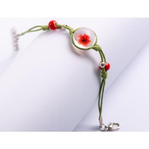 Crystal Transparency Flower Charms Bracelets Hand-made Glass Ball Chain & link bracelets&Bangles #EZ522
