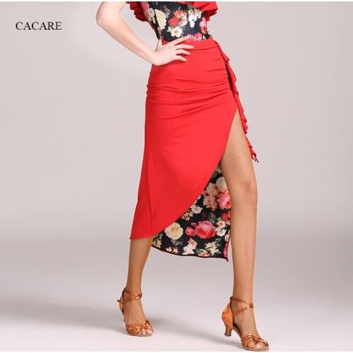 Lace Latin Dance Skirt Tango Skirt Dance Wear Exquisite Quality CHEAPEST D0979 Yellow, Red Colors Irregular Ruffled Hem