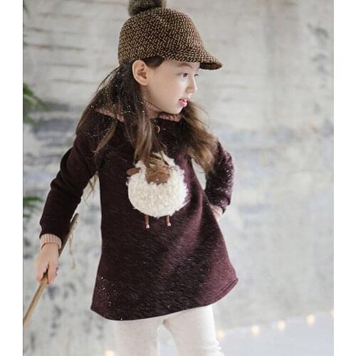 2019 new winter childrens clothing Korean plush lamb baby girls tops children cartoon thick hooded sweater girl clothes