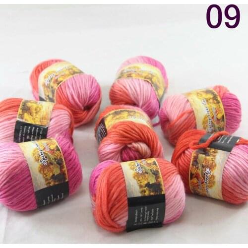 New Sale 8SkeinsX50g Womens Knit Scarves Shawls Rainbows Wool Crocheting Yarn Pink Orange Hot Pink 809