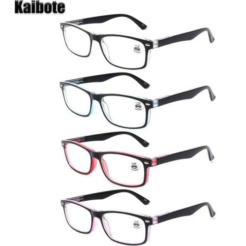 Kaibote Super Valued Pack 4 Pairs Fashion Man Woman Reading Glasses Rectangular Frame High Quality Presbyopic Eyeglasses Unisex