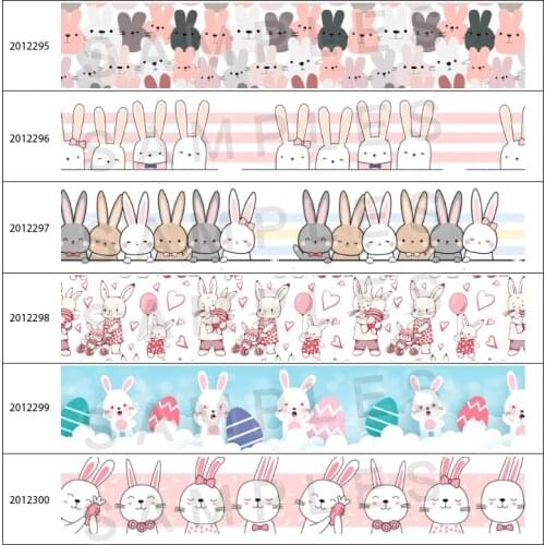 Easter Day10yds Cute Cartoon Rabbit Printed Grosgrain/Satin Ribbon