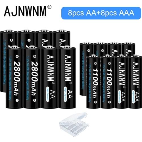 AJNWNM 1.2V Ni-Mh AAA Rechargeable Batttery 1100Mah with 1.2v Ni-Mh AA Rechargeable Battery