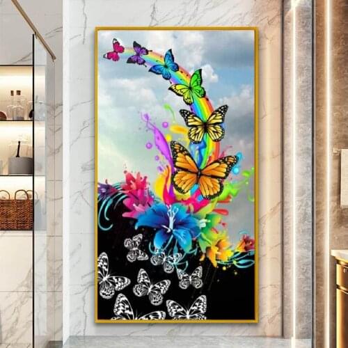 Full square 3d diamond embroidery butterflies rainbow 5d diy diamond painting cross stitch picture of rhinestones EE1526