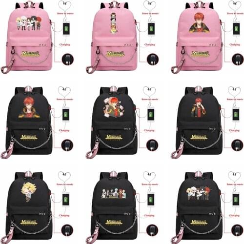 Hot Anime Boys Girls USB Backpack Kids Teens School Bags Bookbag Game mystic messenger Laptop Travel Shoulder Bag Fashion Bags