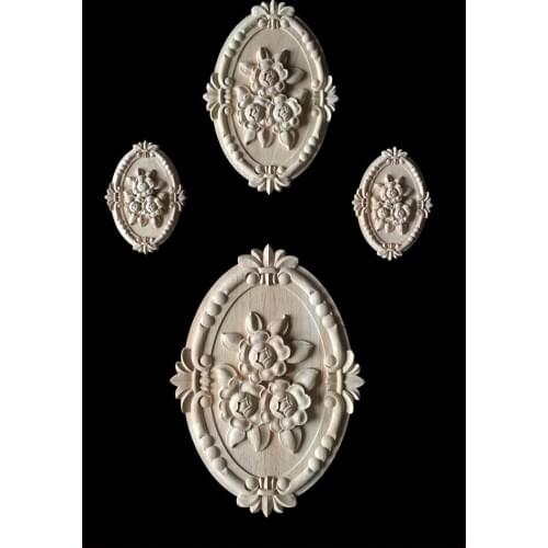 European Style Vintage Unpainted Wood Carved Corner Onlay Applique Frame for Home Furniture Wall Cabinet Door Decor Crafts