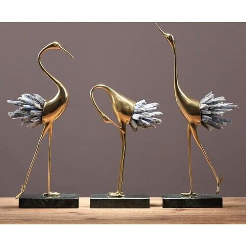 Light luxury decoration modern crystal crane new Chinese home decoration living room porch TV cabinet model room decoration