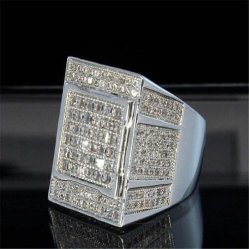 Luxury Crystal Zircon Silver Big Rings for Women Men Fashion Jewelry Wedding Anel Engagement Statement Ring Bijoux Anillos