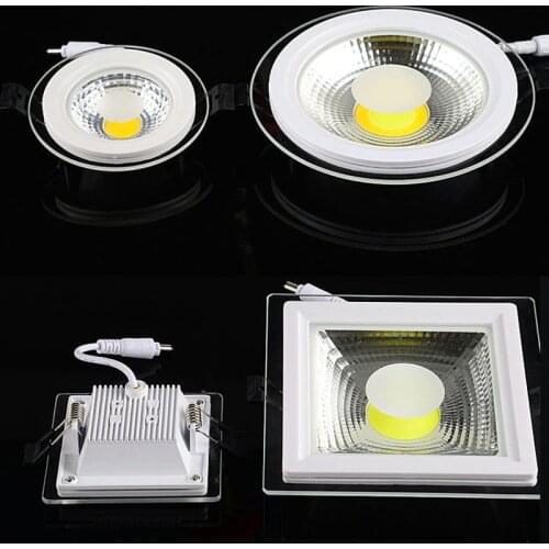Dimmable LED Panel Light Round/Square Glass Panel Downlight 5W 10W 15W Ceiling Recessed Lights Spot Light Indoor Lamps AC85-265V