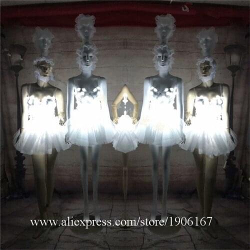 Nightclub LED Luminous Lady Bar Dance Nightclub LED Light Up Tulle Skirts Fancy Hen Party Halloween Costume Players