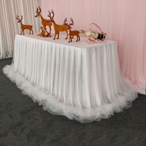 Organza tulle tutu chiffon baby shower birthday restaurant table skirt ice silk table skirting for wedding party banquet decor
