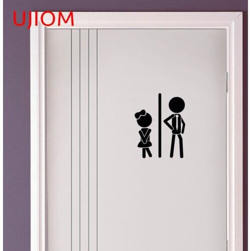 UJIOM Toilet Sign Door Stickers Home Decoration Bedroom Living Room Decorations Decor Poster Mural Art Waterproof Wall Sticker