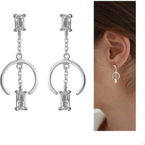 Vintage Zircon Drop Earrings Girl Trend Accessories Top Quality Silver 925 Sterling Earring For Women Jewelry Round Ear Bijou