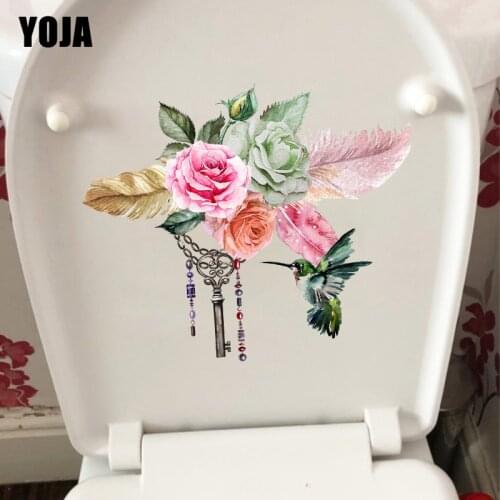 YOJA 22.1X18.6CM Beautiful Watercolor Rose Bedroom Decor Creative WC Toilet Decal Home Wall Sticker T1-2269