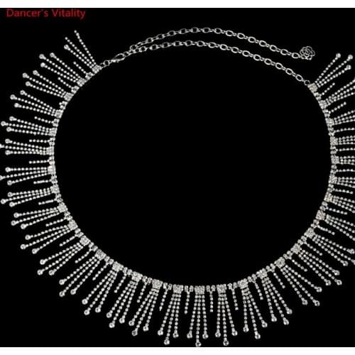 Women Belly Dance Accessories Sexy Lady Crystal Rhinestone Diamond Waist Belt Dancing Golden Jewelry Chain Ornament